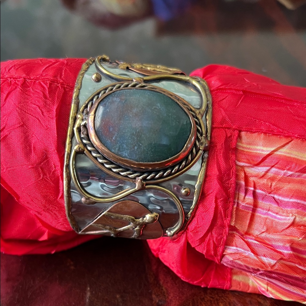 NWOT Cuff Jasper Stone Copper Brass Silver